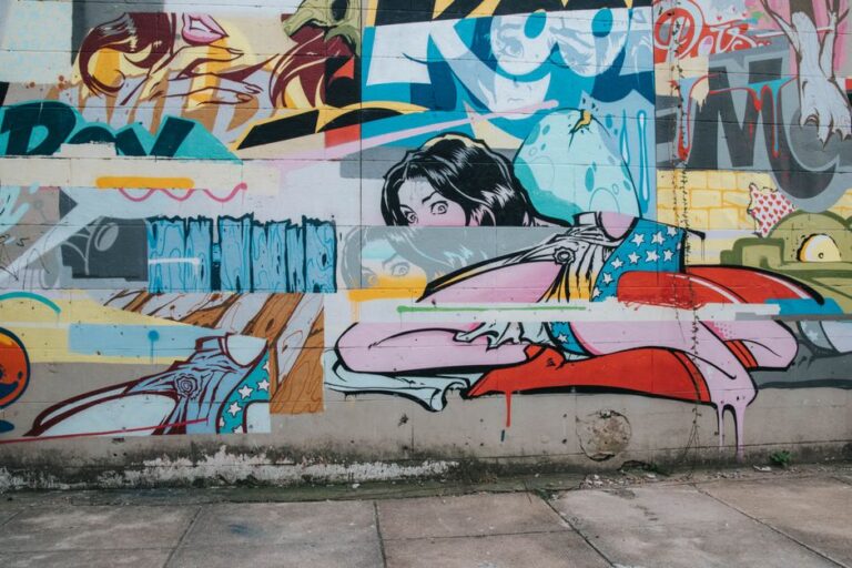 Vibrant street art mural featuring comic style elements on a wall in Richmond, VA.